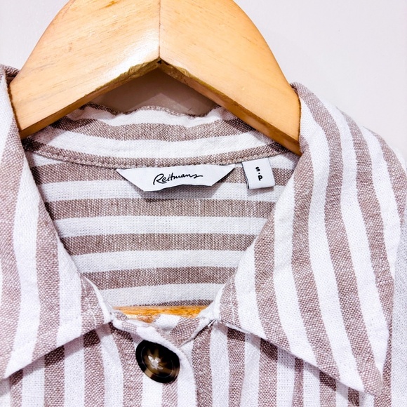 🌼NWOT🌼 REITMANS White and beige striped linen shirt - Picture 3 of 6